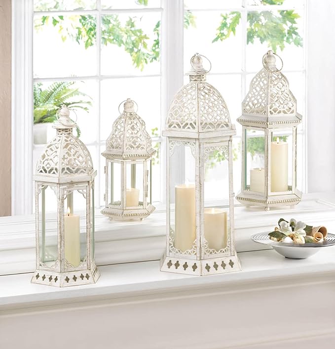 Zingz & Thingz Fancy Antique Style Candle Lantern Holder, Decorative Light Home Decor, 15.75" Tall, Graceful Lantern