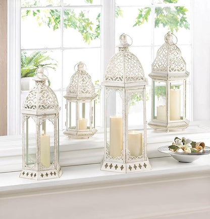 Zingz & Thingz Fancy Antique Style Candle Lantern Holder, Decorative Light Home Decor, 15.75" Tall, Graceful Lantern