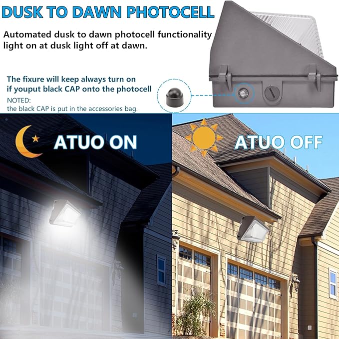 1-10V Dimmable 80W LED Wall Pack Light with Dusk to Dawn Photocell, 100-277V 11200LM 600-800W HPS/HID Equiv., 5000K Outdoor Security Lighting, ETL Commercial Wall Mount Lights for Building