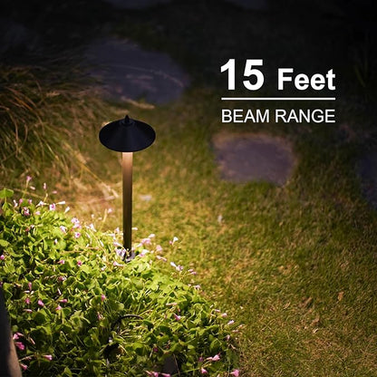 GOODSMANN Landscape Lighting Low Voltage Outdoor Path Lights Halogen Pathway Light Wired 10W 25 Lumen 2700K Warm White Metal 12V AC Bronze Electric Sidewalk Walkway Light with Cable Connector