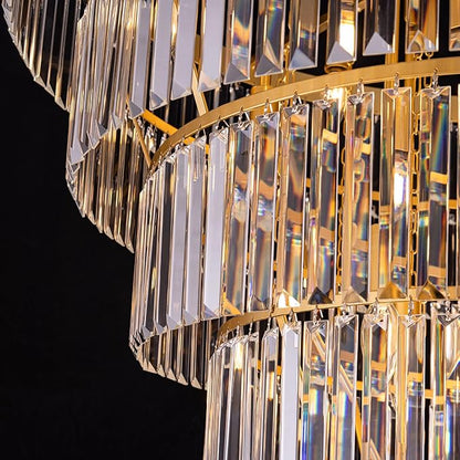TOCHIC Large Crystal Chandelier for High Ceiling, 40-inch 7-Tier Modern Gold Crystal Chandeliers Lighting Fixture, Raindrop K9 Round Light for Entryway Staircase Foyer Living Bedroom Dining Room