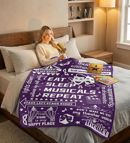 Theater Gifts Blanket 60"x50", Musical Theater Gifts, Gifts for Theatre Lovers, Broadway Musical Blanket for Women, Christmas Birthday Gift for Actors