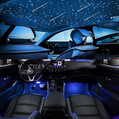 AKEPO 3in1 Fiber Optic Lights Kit APP Control Headliner Starlight, Shooting Star+Music Sync Activated Under Dash Interior LED Light and 6W RGBW Fiber Optic Star Light, 150pcs 0.03in6.5ft Fiber Strands