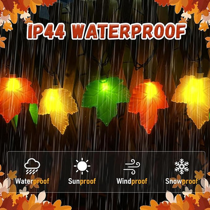 Fall Decorations Maple Leaf Lights, 8.5Ft Thanksgiving Decorations String Lights Outdoor with 10 LED Multicolor Maple Leaves Light, Plug in Fall Leaf Fairy Lights for Home Garland Window Harvest Party