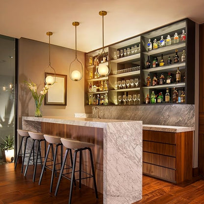 Globe Pendant Light, Modern Bubble Chandelier and Hand Blown Glass Chandelier with Gold Brass Finish Adjustable Rods for Kitchen Island Dinning Room Bedroom Living Room Home Owners