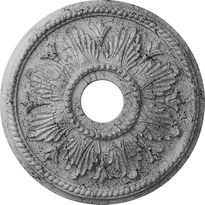 Ekena Millwork CM18ED1UWC Edinburgh Ceiling Medallion, 18 1/8 OD x 3 1/2 ID x 2 3/4 P, Ultra Pure White Crackle