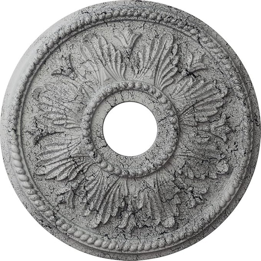 Ekena Millwork CM18ED1UWC Edinburgh Ceiling Medallion, 18 1/8 OD x 3 1/2 ID x 2 3/4 P, Ultra Pure White Crackle