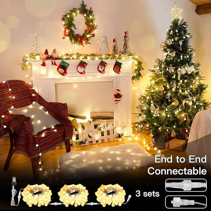 suddus String Lights for Bedroom, 99ft 300 Led Connectable Globe String Lights Indoor, Hanging Fairy Lights Plug in with Remote for Kids Room Dorm Classroom Outdoor Christmas Tree Decor, Warm White