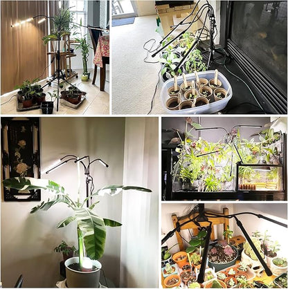 Garpsen Grow Lights for Indoor Plants, 5 Heads Full Spectrum Grow Light with Adjustable Tripod Stand, 100PCS LEDs Plant Light for Indoor Plants with 6/12/16H Timer and 3 Light Modes(No Clip)