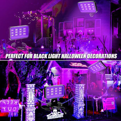 30W Black Lights for Glow Party - High Power LED Outdoor Black Light Flood Light Plug in IP66 Waterproof Blacklight Spotlight 395nm Blacklights FloodLight for Glow Party, Halloween (2 Pack)