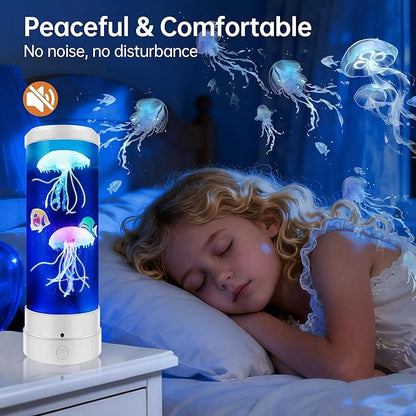 Jellyfish Lamp, 17 Colors Changing Table Lamp with Remote Control, USB Powered Jelly Fish Light Lamp, 4 Lighting Modes Water Lamp Christmas Halloween Gifts for Teen Boys Girls Room Decoration, White