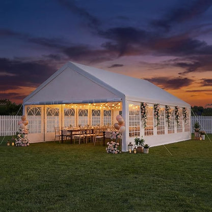 20x40 Party Tent Heavy Duty White Canopy Large Outdoor Event Shelter with Removable Sidewalls, Waterproof Gazebo for Wedding, Backyard, Parties