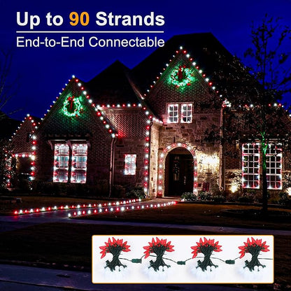 Brizled Red & White String Lights, 16.5FT 25 LED C9 Christmas Lights, Connectable Xmas Tree Light, Waterproof Strawberry String Light for Indoor Roof Garden Patio Pathway Tree Valentine's Day Party