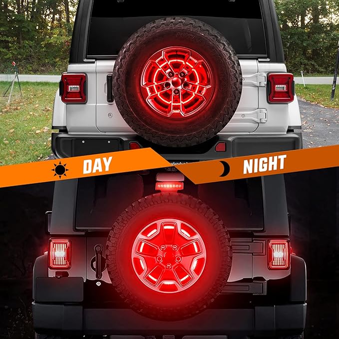 Nilight Spare Tire Brake Light Wheel Light 3rd Third Brake Light Rear lights for Wrangler 2007-2018 JK JKU YJ TJ Red Light
