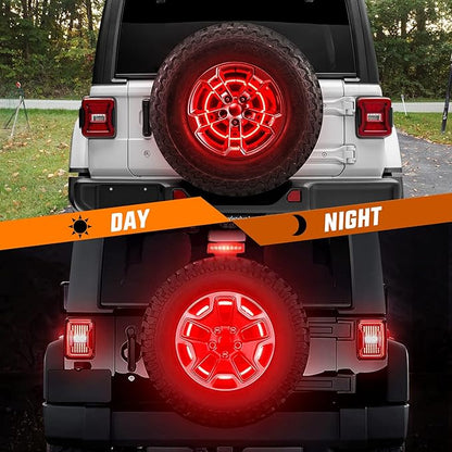 Nilight Spare Tire Brake Light Wheel Light 3rd Third Brake Light Rear lights for Wrangler 2007-2018 JK JKU YJ TJ Red Light