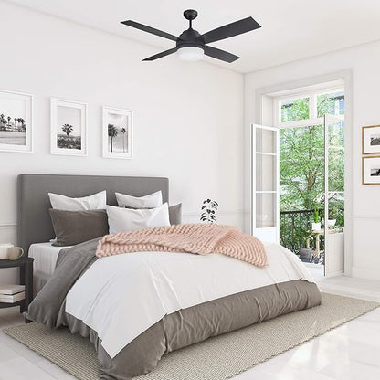 Design House 157354 Cali 52-inch Contemporary Indoor Ceiling Fan with LED Light Kit with 4-Blades, Reverse Airflow, Wall Control, Brushed Nickel