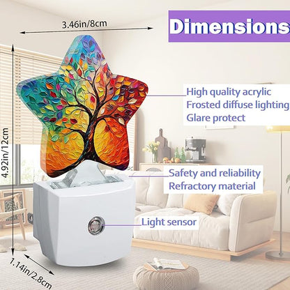 Tree of Life Night Light for Kids,Colorful Tree Night Lights Plug Into Wall, Lightweight Dusk to Dawn Light Sensor Warm Nightlights for Girls Boys Bedroom Nursery Basement