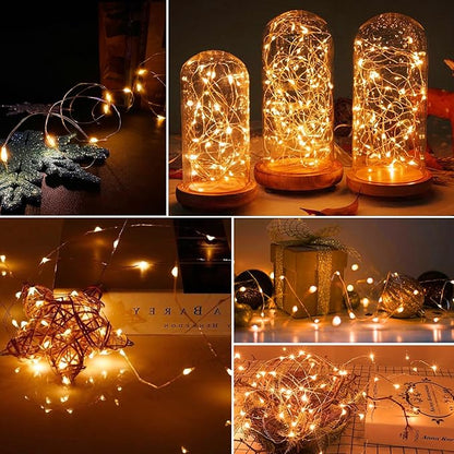 AIKEI 24 Pack LED Fairy Lights Battery Operated, Orange Thanksgiving Mini String Lights Waterproof 7ft 20 Led Firefly Starry Lights for Wedding Party Bedroom Garden Christmas Decoration Orange