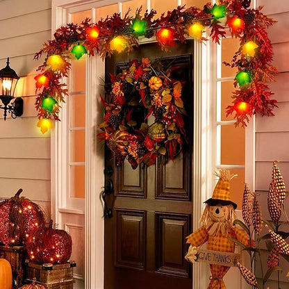 Fall Decorations Maple Leaf Lights, 8.5Ft Thanksgiving Decorations String Lights Outdoor with 10 LED Multicolor Maple Leaves Light, Plug in Fall Leaf Fairy Lights for Home Garland Window Harvest Party