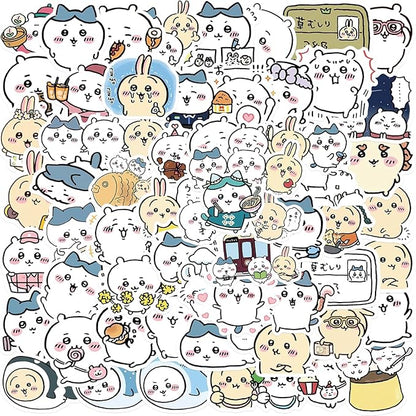 60pcs Japanese Cartoon Chiikawa Stickers for Kids, Funny Vinyl Waterproof Stickers for Water Bottle Phone Journal Guitar Skateboard Gifts for Teens Adults