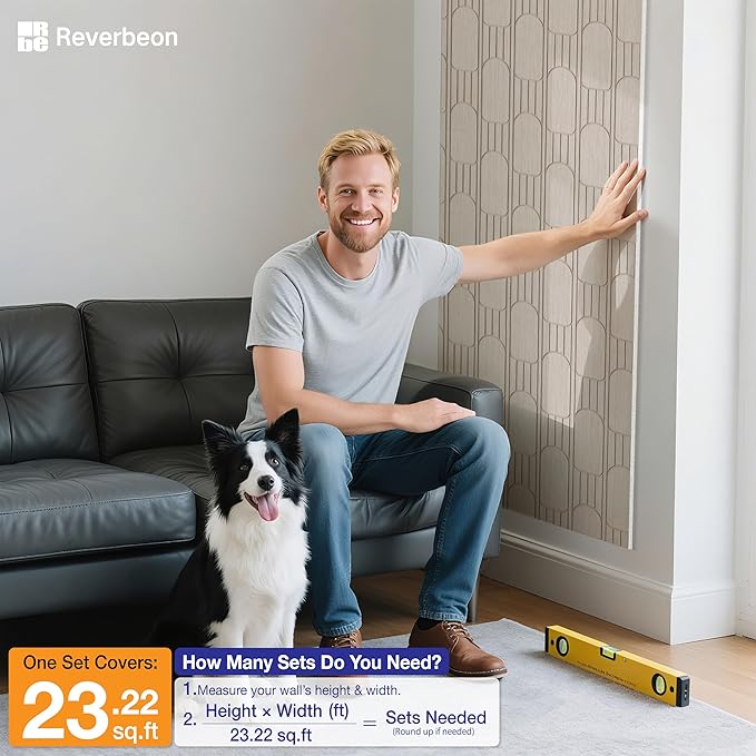 6 PCS Acoustic Panels, 23.6x23.6 Inch Sound Absorbing Panels, Decorative Acoustic Wall Panels for Recording and Home Studio, Office with Double-Sided Adhesive Tape
