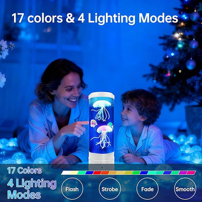 Jellyfish Lamp With Bluetooth Speaker, 17 Colors Changing & 4 Lighting Modes Jelly Fish Light Lamp, USB Powered Jellyfish Decor Light, Christmas Halloween Gifts for Teen Room Decoration, White