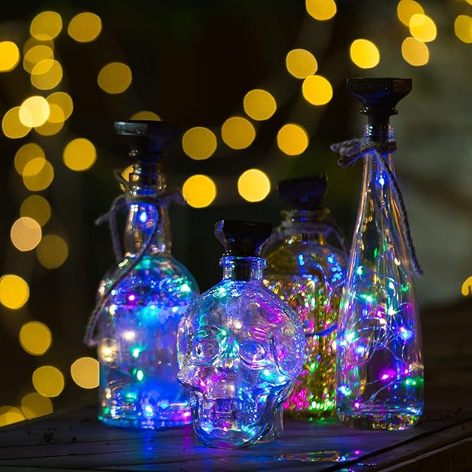 YJFWAL Upgraded 12 Pack Solar Wine Bottle Lights, 20 LEDs Waterproof Copper Light, Bottle Light Fairy Cork String Lights for Yard Patio Decor, DIY Birthday Gift for Mom Grandma Girlfriend(Multicolor)