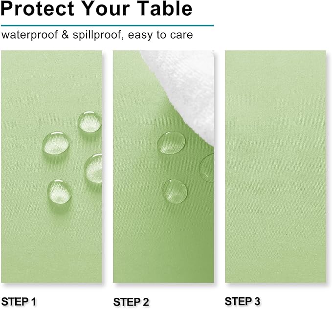 Hiasan Light Sage Tablecloth for Square Tables - Waterproof and Spillproof Washable Fabric Table Cloth for Dining Room Kitchen Party, 40 x 40 Inch