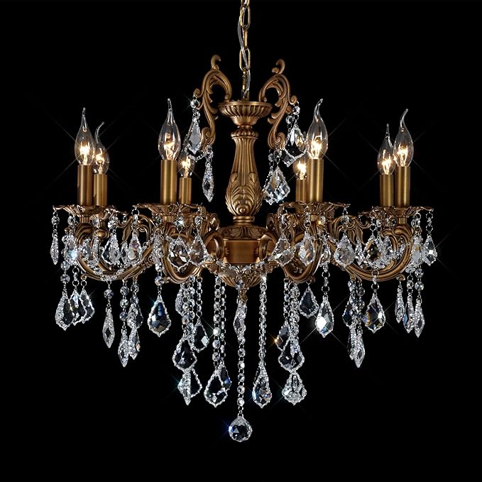 Crystal Chandeliers Contemporary Chandelier Island Lighting 8 Lights Candle Pendant Ceiling Light Fixture for Dining Room Living Room Kitchen Bedroom Hallway Entry D27.6