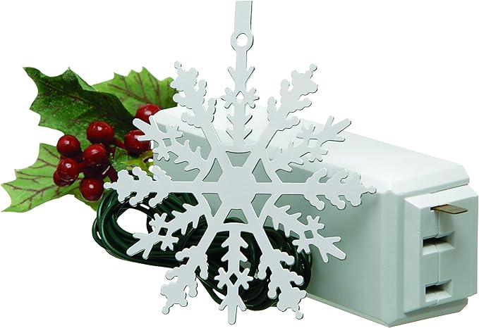 Xodus Innovations 1225LS Snowflake Metal Ornaments with On/Off Touch Control Ornament for Christmas Tree Lights, 7.5 inches White,