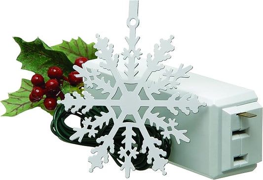 Xodus Innovations 1225LS Snowflake Metal Ornaments with On/Off Touch Control Ornament for Christmas Tree Lights, 7.5 inches White,