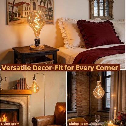 A165 Irregular Unique Large Oversized Vintage LED Edison Light Bulb,2200K Warm Amber Glass Dimmable,5Watt 400LM Extra Giant Decorative Light Bulbs for Pendant Floor Lamp 1Pack