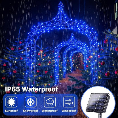 Extra-Long 144FT Solar String Lights for Outside, 2 Pack 400LED Solar Fairy Lights Outdoor Waterproof, Copper Wire with 8 Modes Solar Twinkle Lights for Tree Garden Party Patio Xmas Decor (Blue)