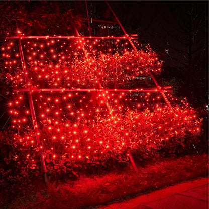 Dirnun Led Christmas Net Lights Red Outdoor Christmas Lights 160LED 5ftx7ft, Waterproof Outdoor Indoor Fairy Mesh Net Light for Xmas Party, Yard, Patio, Trees, Shrubs, Bushes Decorations