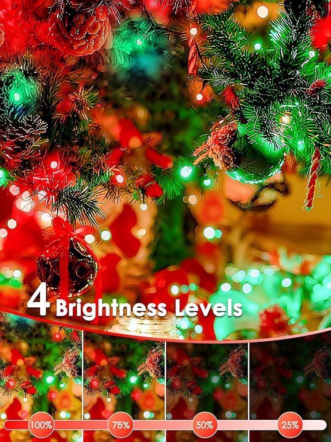 2026 New Voice Control Connectable 2PK 164FT 400LED Christmas String Lights Indoor Outdoor with Remote | Smart Twinkle Fairy String Lights 12 Modes & Timer for Xmas Tree Decor (Red & Green)