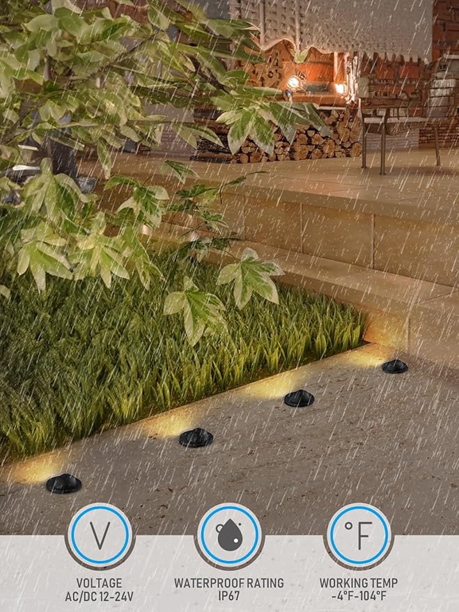 LEONLITE 5W 5CCT Low Voltage In-ground Well Lights, LED Landscape In Ground Lights, 1800K/2700K/3000K/4000K/5000K Adjustable, 12-24V AC/DC, CRI90, ETL Listed, IP67 Waterproof, Aluminum, Pack of 6