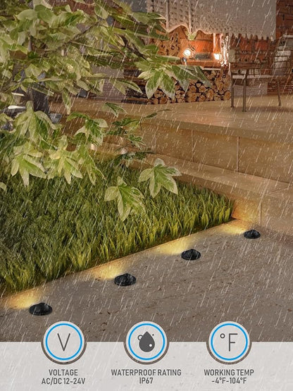 LEONLITE 5W 5CCT Low Voltage In-ground Well Lights, LED Landscape In Ground Lights, 1800K/2700K/3000K/4000K/5000K Adjustable, 12-24V AC/DC, CRI90, ETL Listed, IP67 Waterproof, Aluminum, Pack of 6