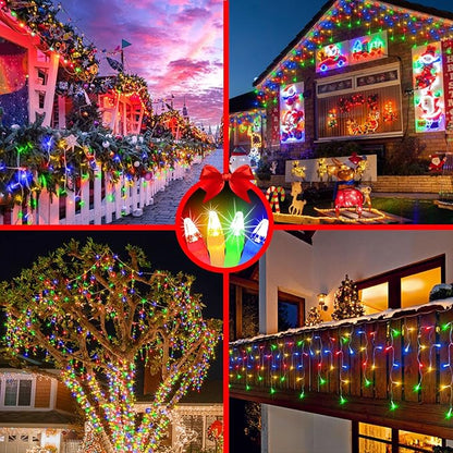 82FT 810 LED Outdoor Christmas Lights - 180 Ice Drops, 12 Modes with Timer Memory Dimmable, Waterproof Hanging Ice String Light for Holiday Wedding Garden Fence House Tree Outside Decor (Multicolor)