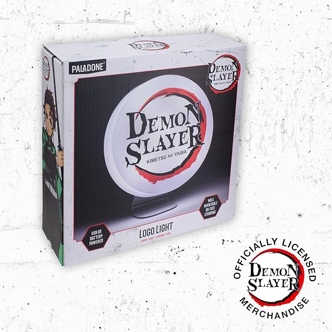 Paladone Demon Slayer Logo Light - Officially Licensed Kimetsu No Yaiba Freestanding or Wall Mountable Desk Light, Anime Lover Gift