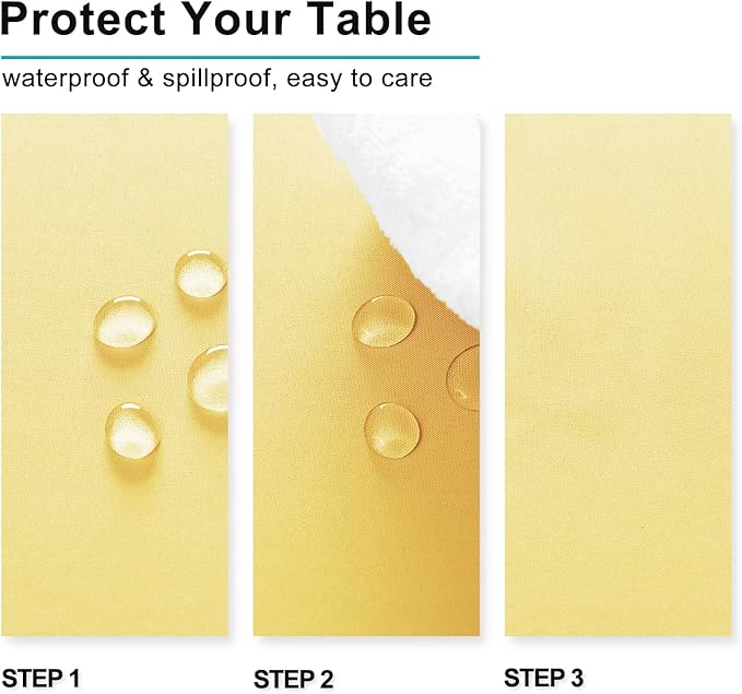 Hiasan Light Yellow Square Tablecloth - Waterproof and Spillproof Restaurant Washable Polyester Table Cloth for Dining Room, 54 x 54 Inch