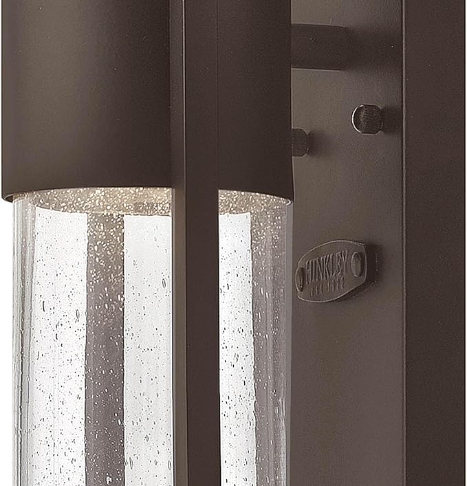 Hinkley Shelter 1325KZ Large Outdoor Wall Mount Lantern, Minimalist Style, Dark Sky-Compliant, Solid Aluminum/Clear Seedy Glass, Buckeye Bronze