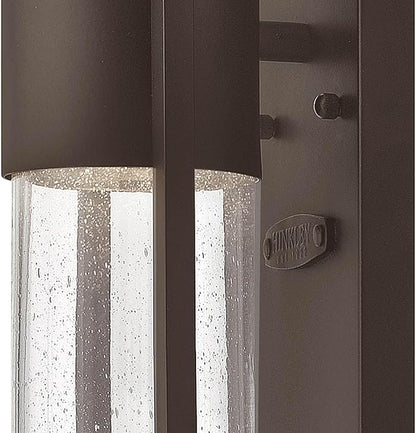Hinkley Shelter 1325KZ Large Outdoor Wall Mount Lantern, Minimalist Style, Dark Sky-Compliant, Solid Aluminum/Clear Seedy Glass, Buckeye Bronze