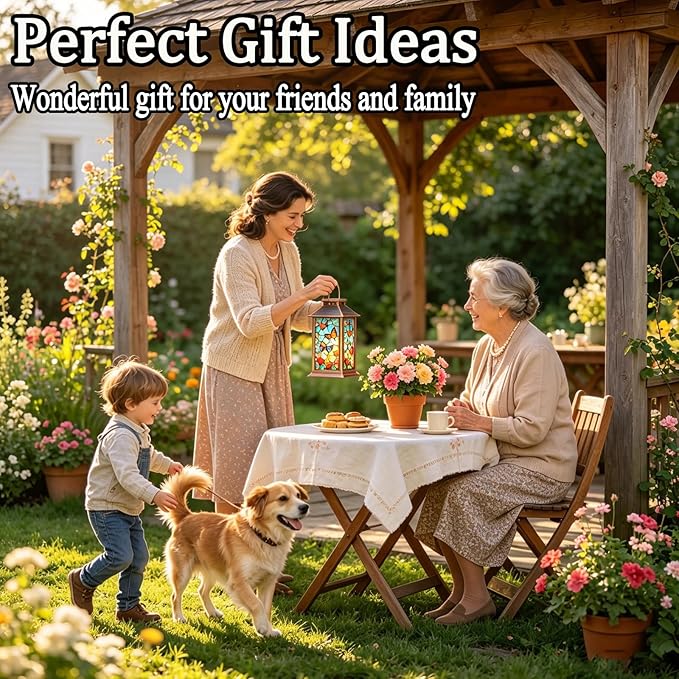 Butterfly Solar Lanterns Outdoor Waterproof Garden Decor,Hanging Solar Lights Bird Decorative,Mothers Day Gifts for Women Mom Birthday Gifts Ideas for Yard Patio Lawn Tabletop Landscape Walkway