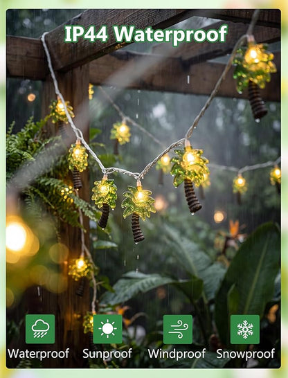 Palm Tree String Lights Outdoor, Summer Beach Themed Decoratives String Lights with 10 Palm Tree Patio Light, Plug in Indoor Fairy Lights for Outdoor Indoor Beach Tropical Party Bedroom Birthday Decor