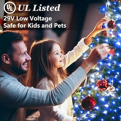 1500 LED 470FT Blue Birthday Party Decorations String Lights with 12 Modes Timer Dimmable, Waterproof Green Wire Christmas Lights Outdoor, Plug in Fairy Lights for Wedding, Ocean Party, Xmas Decor