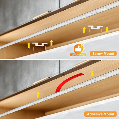 maylit Under Cabinet Strip Lighting Plug in 60in, Ultra Bright Small LED Light Bar, 2700K Warm White, Wired Lights for Kitchen Cabinet, Counter, Workbench, Desk, Closet, Shelf, Indoor