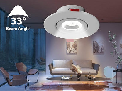 DGC 4-inch White Selectable Canless Adjustable Gimbal LED Recessed Downlight (DGC43120SRDWH)