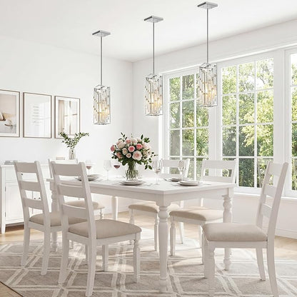 Chrome Pendant Lights Kitchen Island 3 Pack, Mini Crystal Chandeliers, Modern Pendant Lights Ceiling Lighting Fixtures for Kitchen Island, Dinning Room, Bedroom