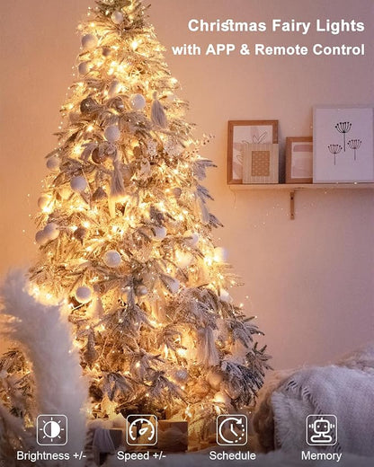 Smart Fairy Lights 33Ft 100 LED Twinkle String Lights with Remote & APP Control, Color Changing USB Fairy Lights Music & Mic Sync for 4th of July Bedroom Holiday Party Decor