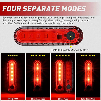 Nilight Marine Boat Navigation Light 2PCS Red Port Bow Lights Four Modes Waterproof Rechargeable Warning Safety Clearance Lamp for Skeeter Yacht Pontoon Trailer Truck Bike Backpack Helmet